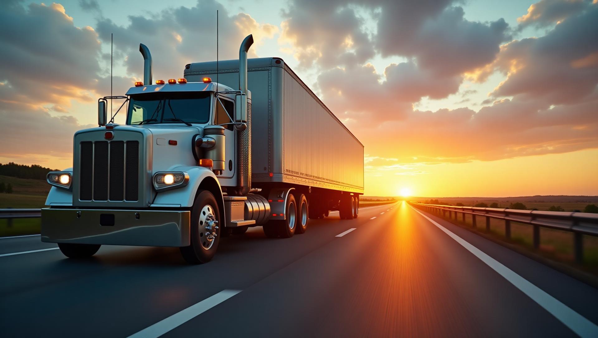 Long distance vehicle transport truck on interstate highway providing cross country towing